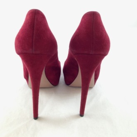 Suede Red Prada Pumps - Picture 4 of 8